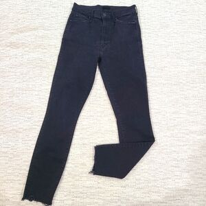 MOTHER The Stunner Ankle Step Fray Jeans Black 26 Skinny Slim Denim